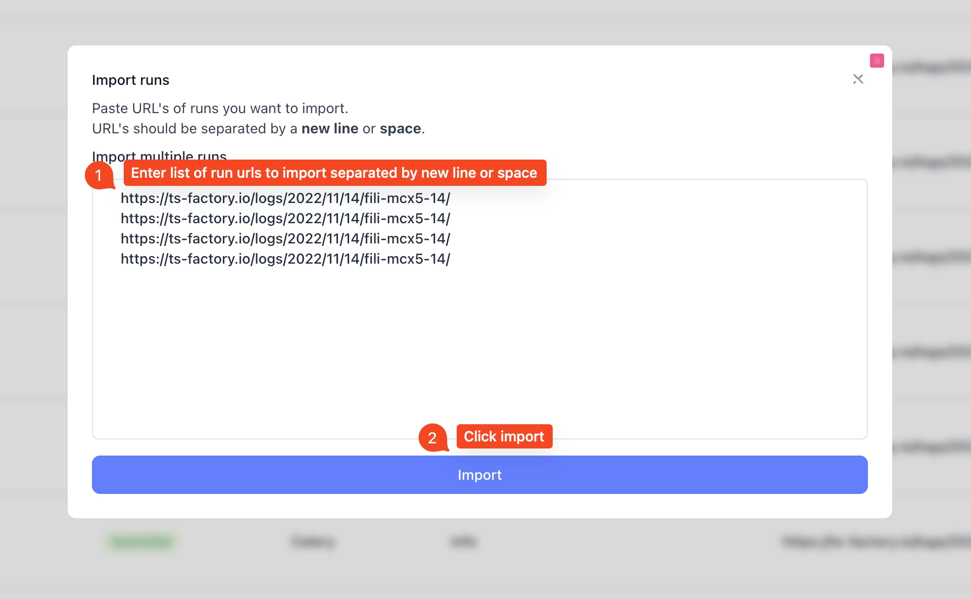 Import multiple runs at once